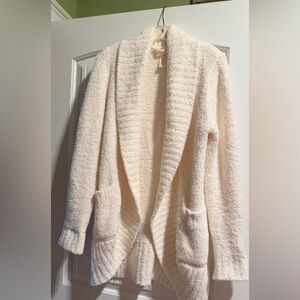 Luxury Premiere Collection Cozy Lounge Cardigan S-M Ivory Plush and Soft